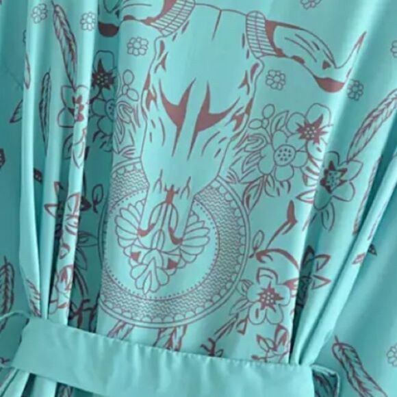 Pink Short Longhorn Belted Kimono - Picture 5 of 9
